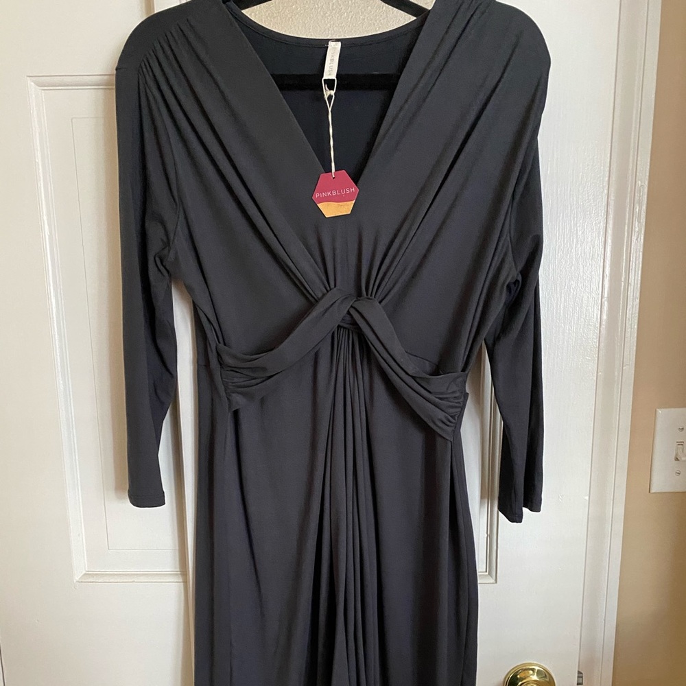Pinkblush Charcoal Twist Front 3/4 Sleeve Dress